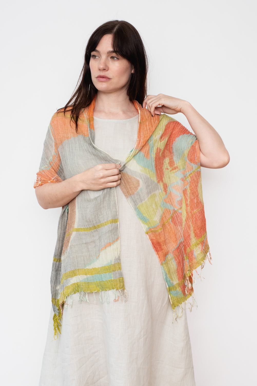 Print Shawl Middle Cotton 12