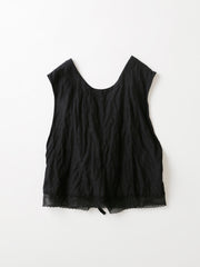 Black Wrap-Back Vest with Lace Trim