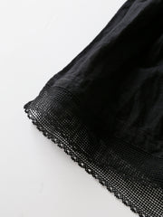 Black Wrap-Back Vest with Lace Trim
