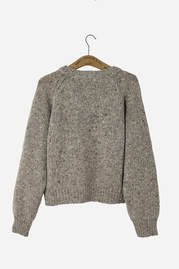 Mohair Tweed Raglan Sweater Natural