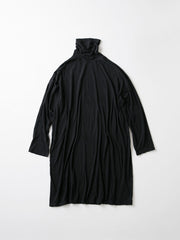 Cotton and Silk Turtleneck Tunic Black