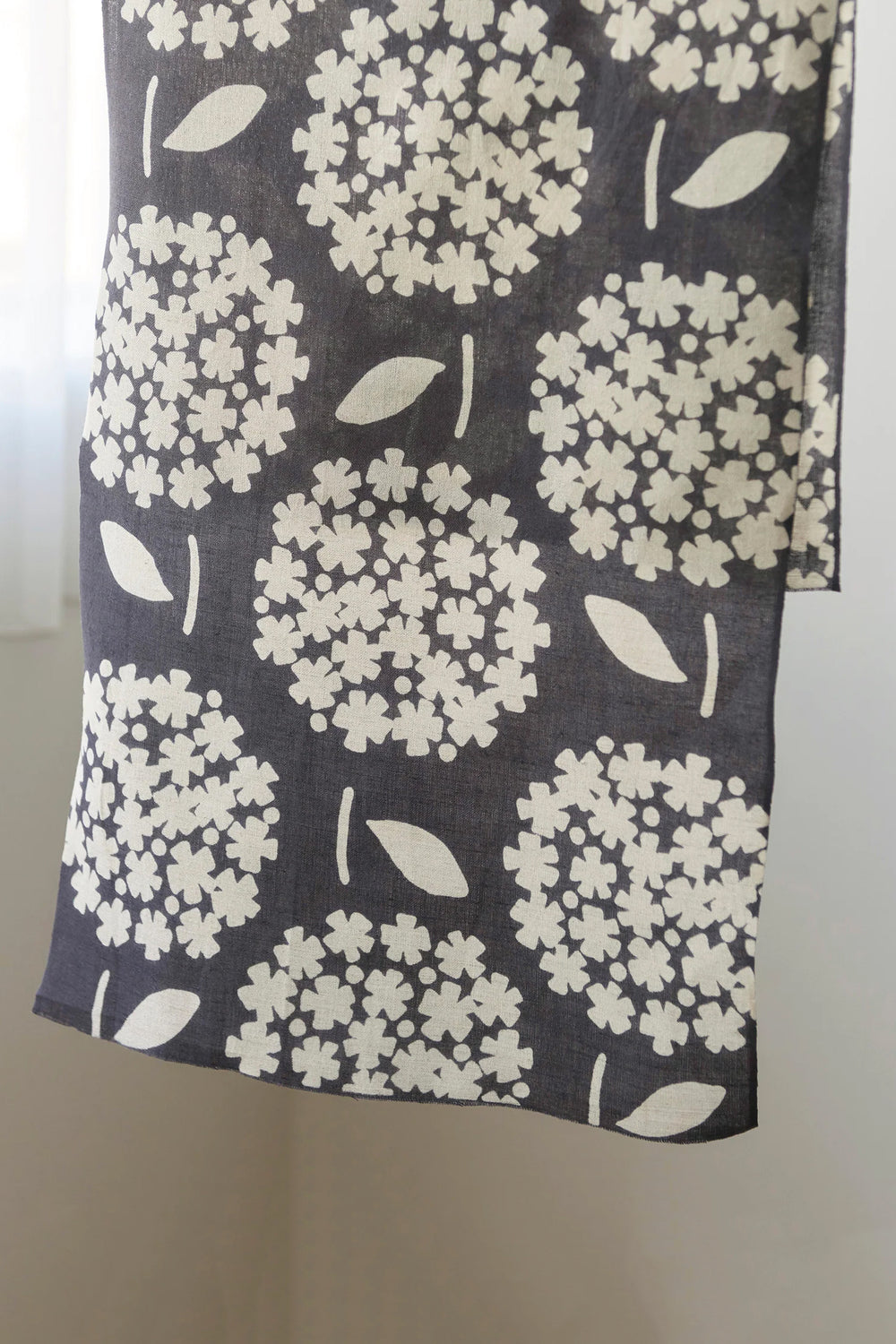 Flower Grey Tenugui Dark