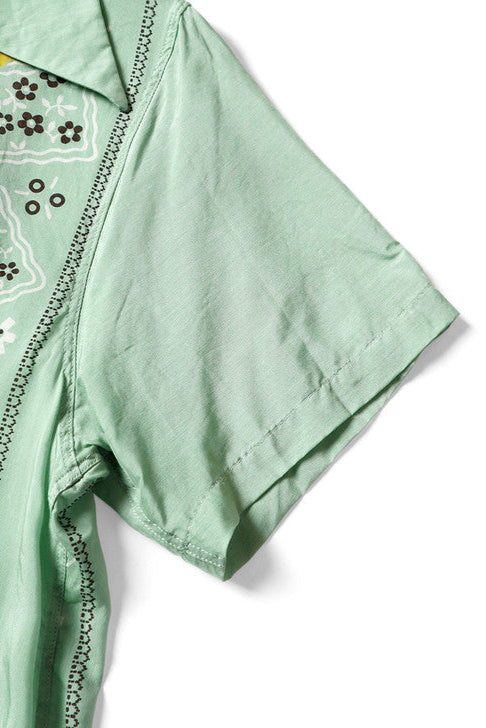 Silk Rayon PECKISH RAINBOWY WRANGLE Collar Cuba Shirt, Mint