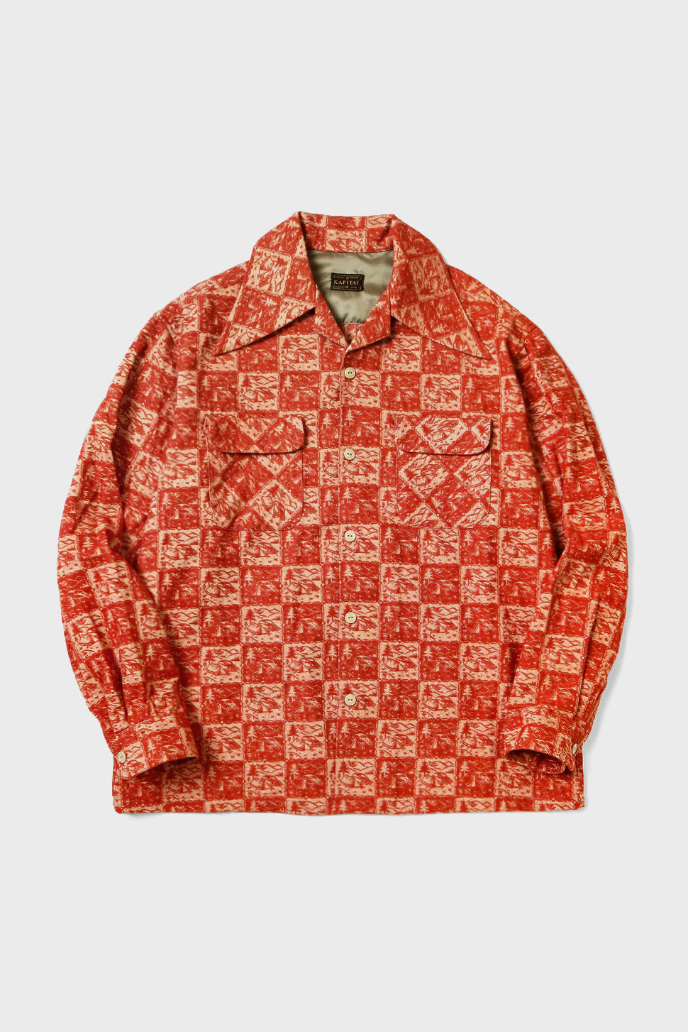 CAMP Jacquard Flannel WRANGLE Collar Board Shirt Red