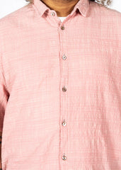 Unisex Organic S/S Cotton Slub Shirt, Pink and White
