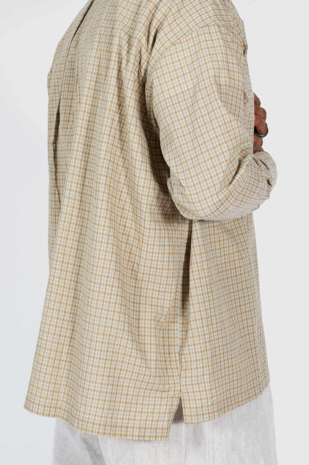 Dobby Check Oversized Shirt Beige, Unisex