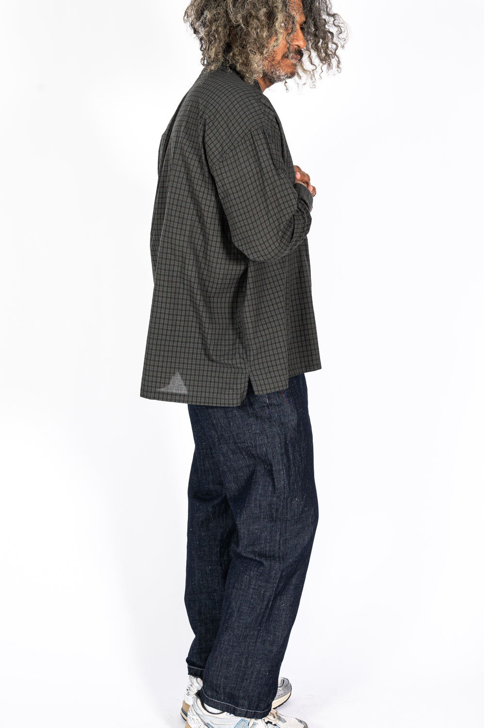 Dobby Check Oversized Shirt Charcoal, Unisex