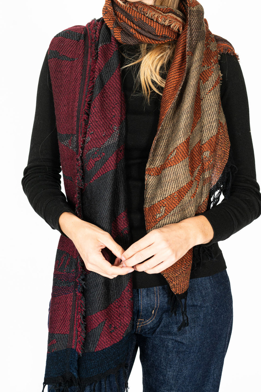 Jacquard Shawl MIDDLE 17 Wool/Cotton Mix