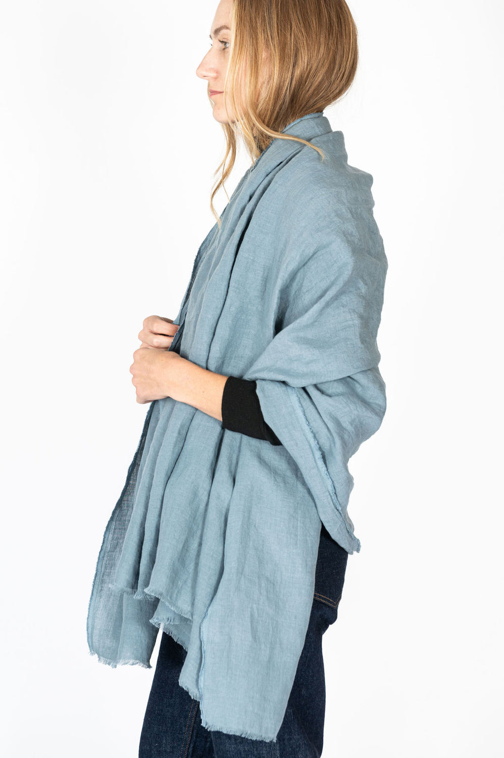 Linen Shawl Light Indigo