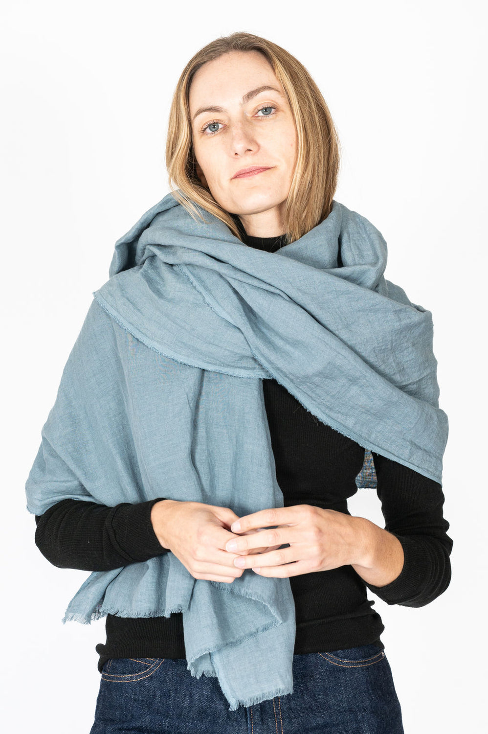 Linen Shawl Light Indigo