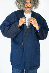 Pure Indigo Double Cloth Sashiko Farmers Haori Jacket