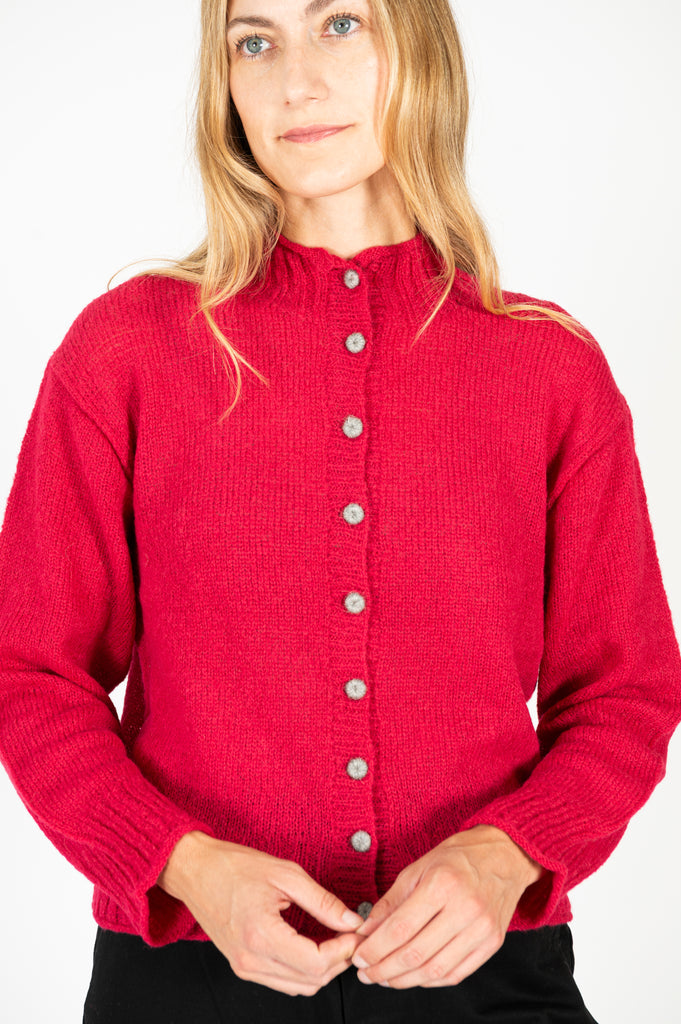 Peru Knit Cardigan Red
