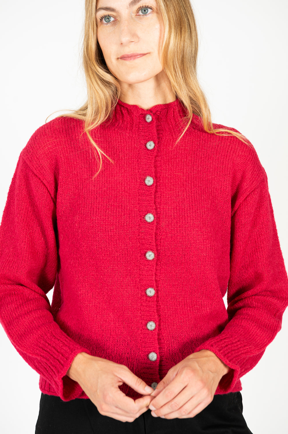 Peru Knit Cardigan Red