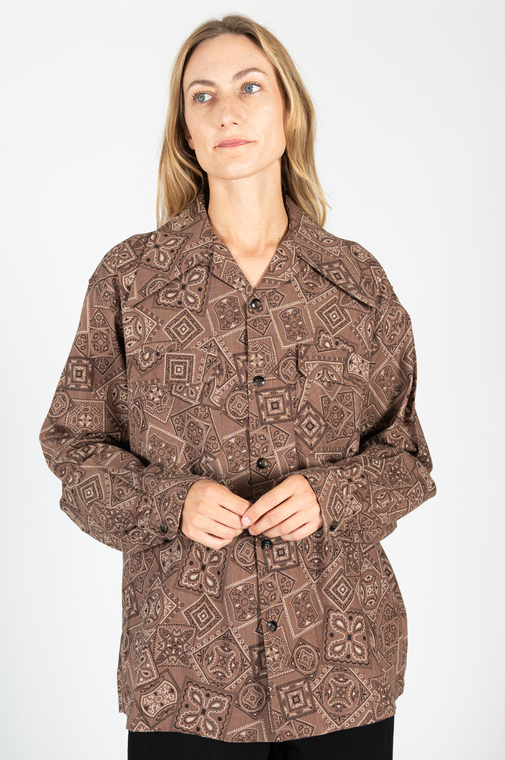 Sheeting COOKIE Bandana WRANGLE Collar Board Shirt