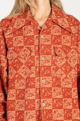 CAMP Jacquard Flannel WRANGLE Collar Board Shirt Red