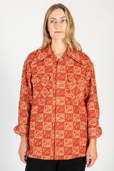 CAMP Jacquard Flannel WRANGLE Collar Board Shirt Red