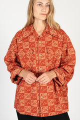 CAMP Jacquard Flannel WRANGLE Collar Board Shirt Red