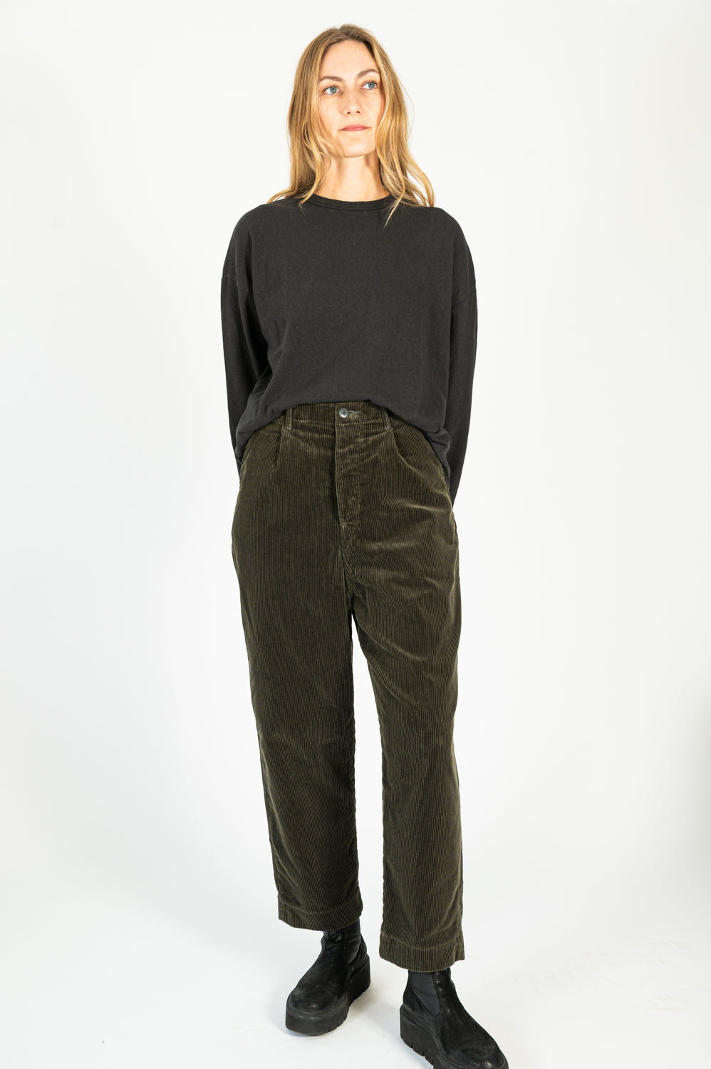 7W Corduroy High Waisted NIME Pants Gray