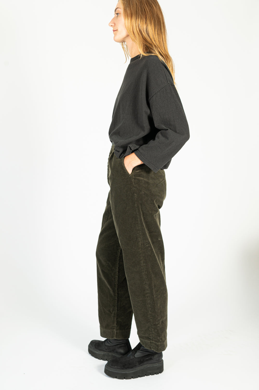 7W Corduroy High Waisted NIME Pants Gray