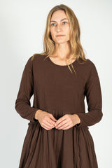 Jersey x Double Gauze BUTTER Dress Brown