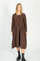 Jersey x Double Gauze BUTTER Dress Brown