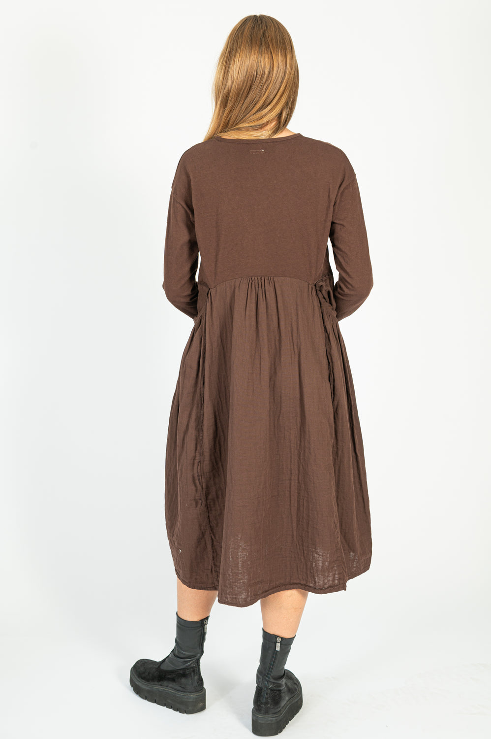 Jersey x Double Gauze BUTTER Dress Brown