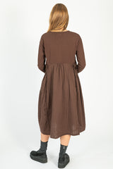 Jersey x Double Gauze BUTTER Dress Brown