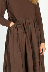 Jersey x Double Gauze BUTTER Dress Brown