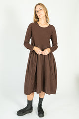 Jersey x Double Gauze BUTTER Dress Brown
