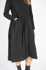 Jersey x Double Gauze BUTTER Dress Black