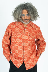 CAMP Jacquard Flannel WRANGLE Collar Board Shirt Red