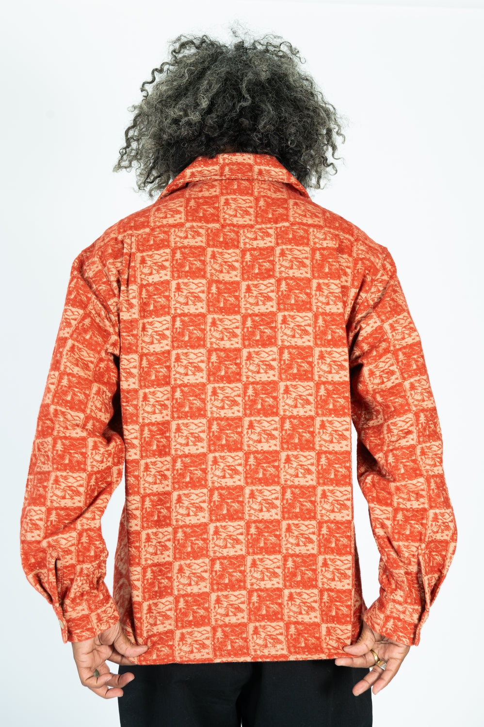 CAMP Jacquard Flannel WRANGLE Collar Board Shirt Red