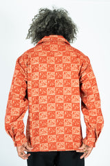 CAMP Jacquard Flannel WRANGLE Collar Board Shirt Red