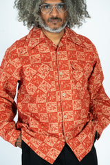 CAMP Jacquard Flannel WRANGLE Collar Board Shirt Red