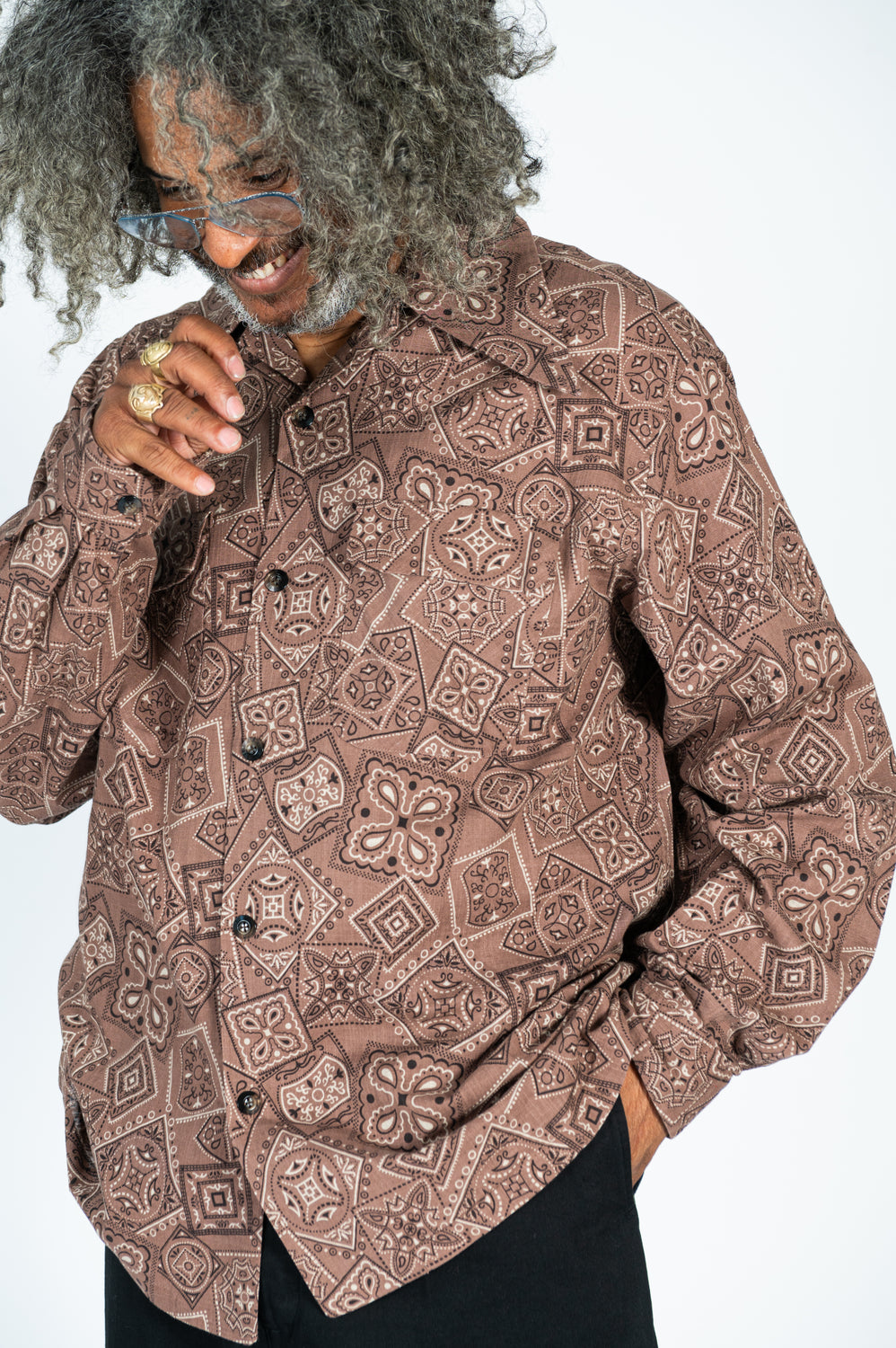 Sheeting COOKIE Bandana WRANGLE Collar Board Shirt