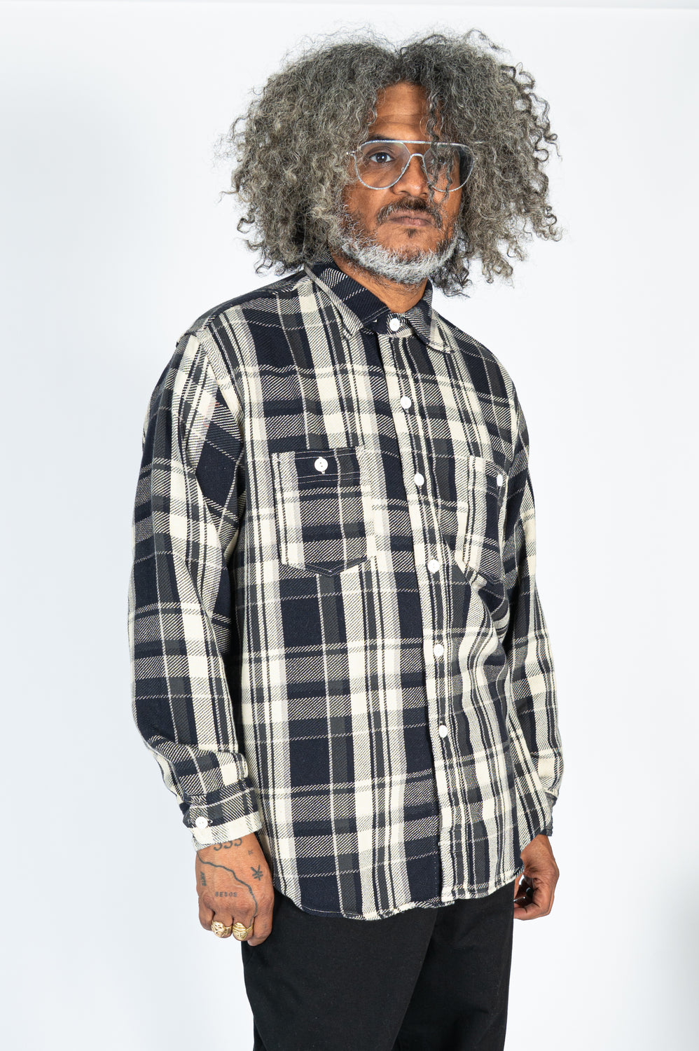 St. Louis Cotton Flannel Plaid Shirt Gray