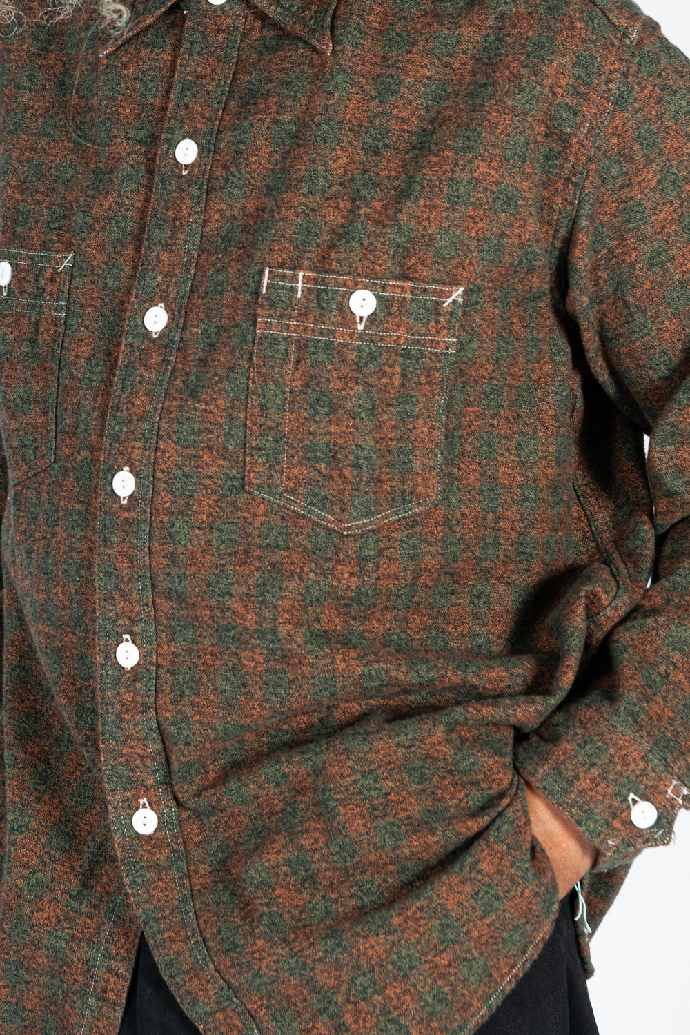 St. Louis Cotton Flannel Plaid Shirt Orange Block