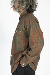 St. Louis Cotton Flannel Plaid Shirt Orange Block