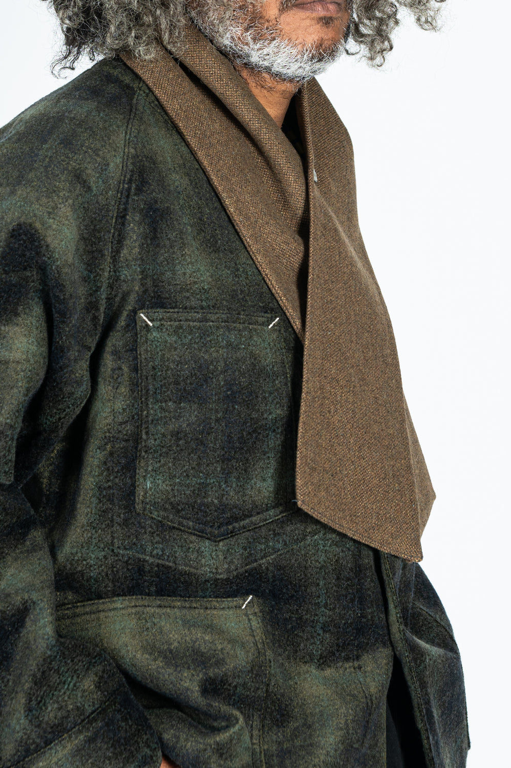 POS-TOLE S Button Wool Scarf Basket Tweed Brown