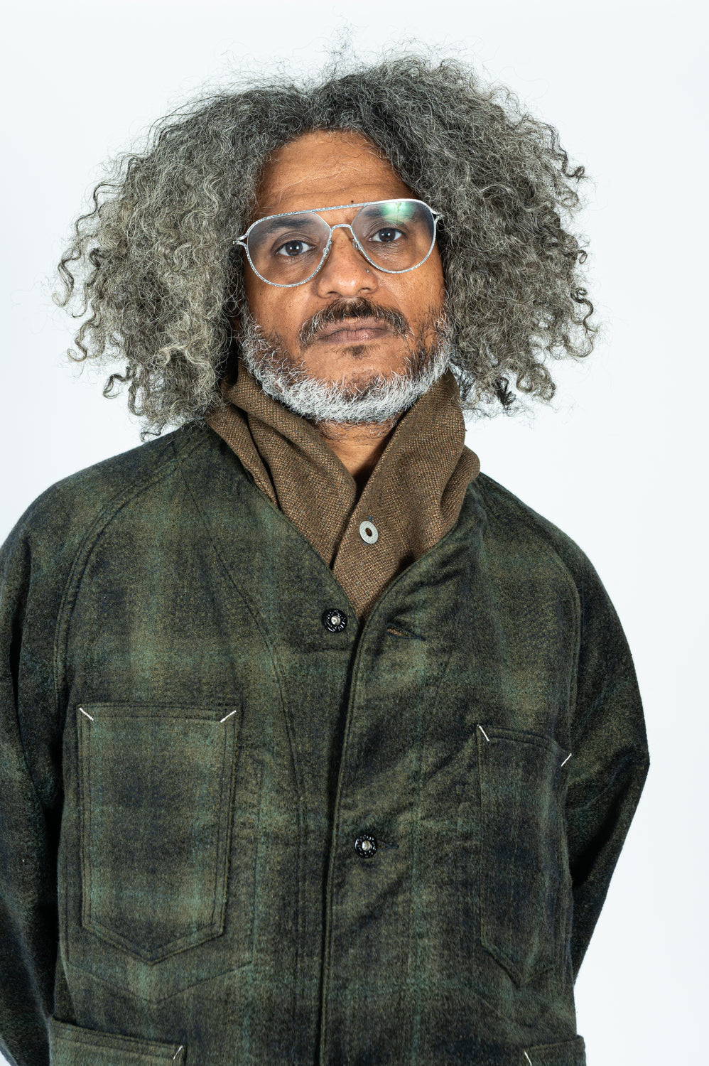 POS-TOLE S Button Wool Scarf Basket Tweed Brown