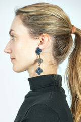 Triple Venetian Window Earring Dark Blue and Blue Gray