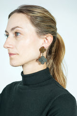 Double Venetian Window Earrings Bronze and Blue-Gray