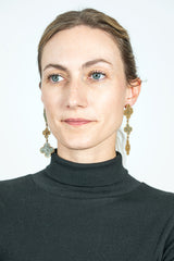 Triple Venetian Window Earring Golden Bronze and Blue Gray