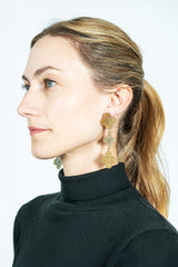 Triple Venetian Window Earring Golden Bronze and Blue Gray