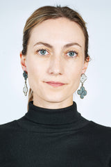 Double Venetian Window Earrings White and Blue-Gray