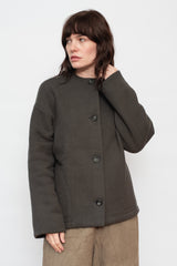 Cotton Tencel Brushed Fleece Jacket Dark Charcoal