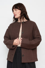 Cotton Tencel Brushed Fleece Jacket Brown