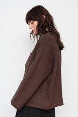 Cotton Tencel Brushed Fleece Jacket Brown
