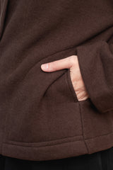Cotton Tencel Brushed Fleece Jacket Brown