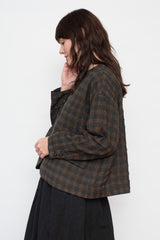 Cotton and Wool Gingham Check Jacket